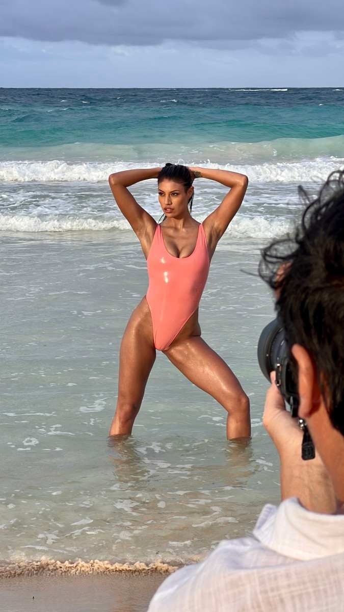 Behind the scenes of Ashley Callingbull in the Dominican Republic being photographed by Yu Tsai.